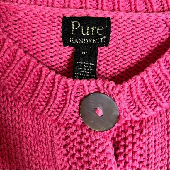 Pure Hand Knit Chunky Button Up Heavy Knit Sweater Cardigan S - Picture 6 of 9
